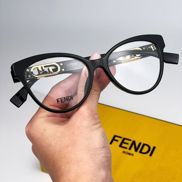 Fendi FE50026I 001 Eyeglasses Black Cat Eye Women FE 50026I
